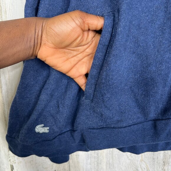 Lacoste Sport Cardigan Sweater Size 42 Blue Cotton Large Full Zip Sweatshirt Top - Picture 7 of 16